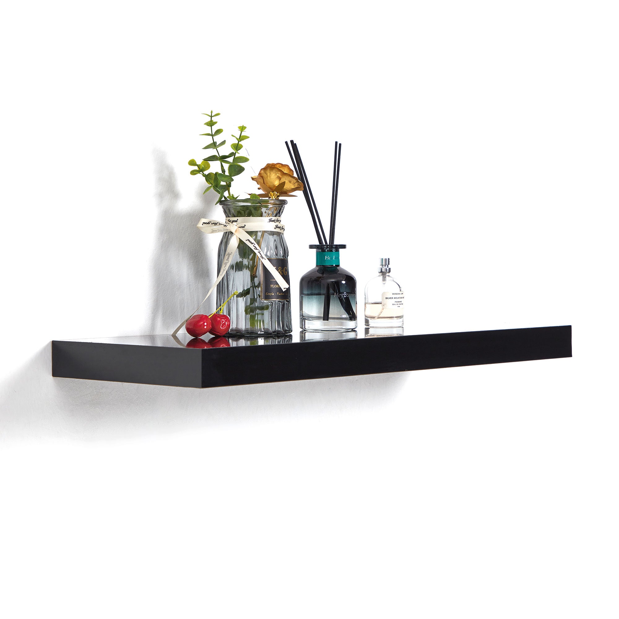 Heavy Duty Floating Shelf - Black (50kg Weight Capacity)