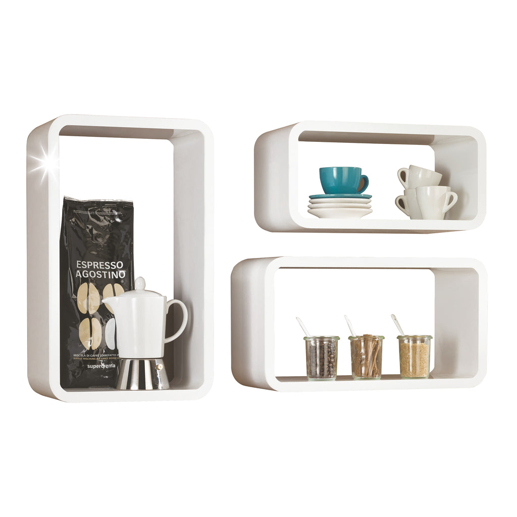 High Gloss White Cube Shelves, Set of 3 RBUK Hardware