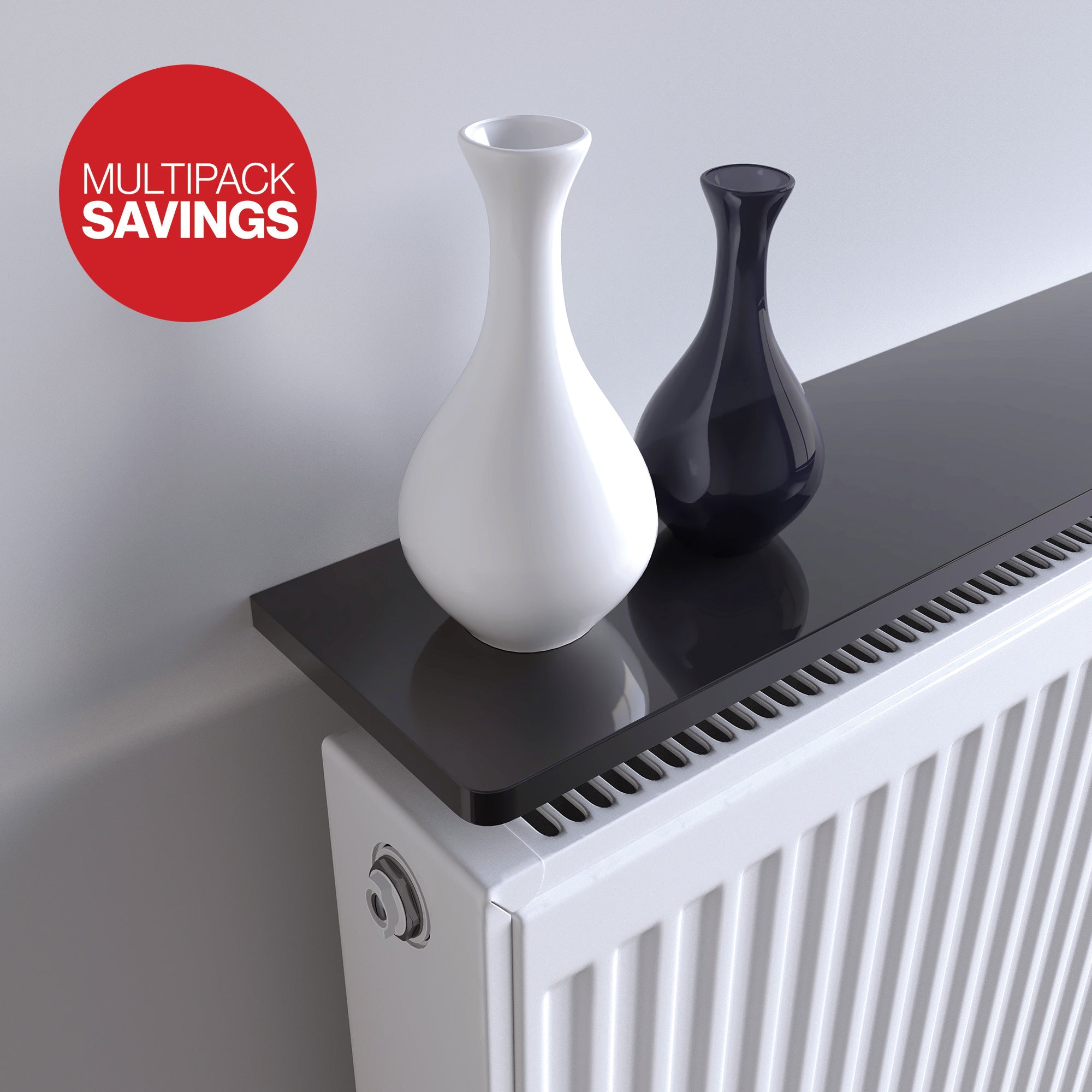 Pack of 2 Radiator Shelf - Easyfit - Gloss Black