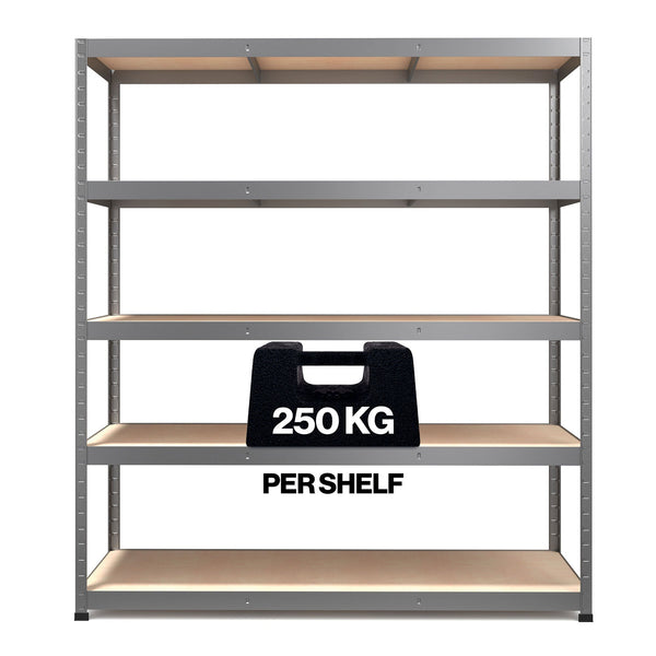PALLETIZED 1800x1600x600mm 250kg UDL 5x Tier Freestanding RB Boss Unit with Galvanised Steel Frame & MDF Shelves