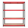 1980x1525x610mm 400kg UDL 4x Tier Freestanding RB Boss Unit with Red & Black Powdercoated Steel Frame & MDF Shelves