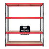 1980x1525x610mm 400kg UDL 4x Tier Freestanding RB Boss Unit with Red & Black Powdercoated Steel Frame & MDF Shelves