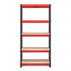 Pack of 2 1800x900x450mm 200kg UDL 5x Tier Freestanding FastLok RB Boss Unit with Red & Black Powdercoated Steel Frame & MDF Shelves