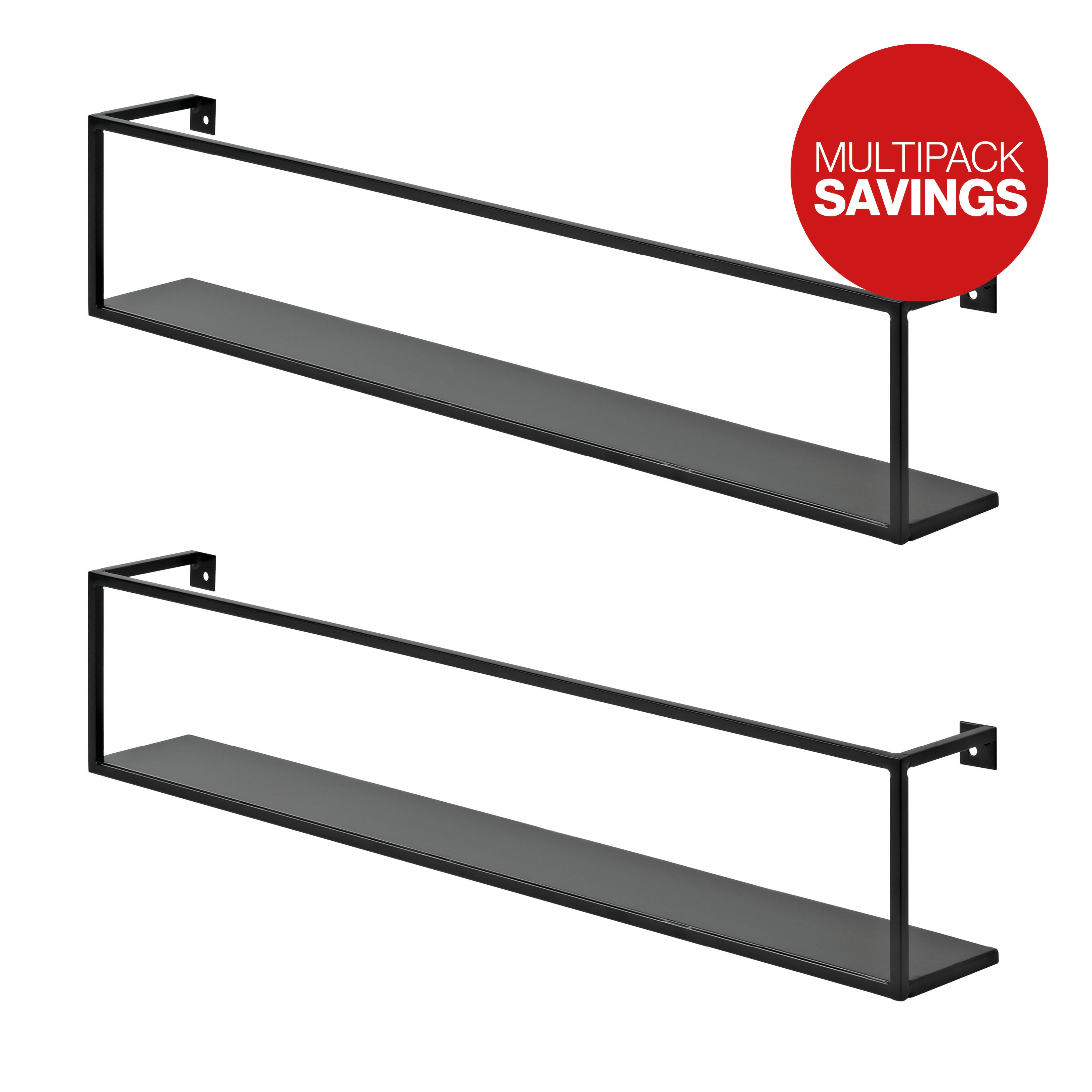 Pack of 2 Steel Tube Wall Shelf Units (600x80x120mm)