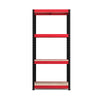 Pack of 2 1600x750x350mm 175kg UDL 4x Tier Freestanding RB Boss Unit with Red & Black Powdercoated Steel Frame & MDF Shelves