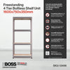 1600x750x350mm 175kg UDL 4x Tier Freestanding RB Boss Unit with Galvanised Steel Frame & MDF Shelves