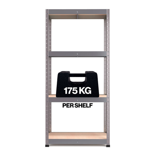 1600x750x350mm 175kg UDL 4x Tier Freestanding RB Boss Unit with Galvanised Steel Frame & MDF Shelves
