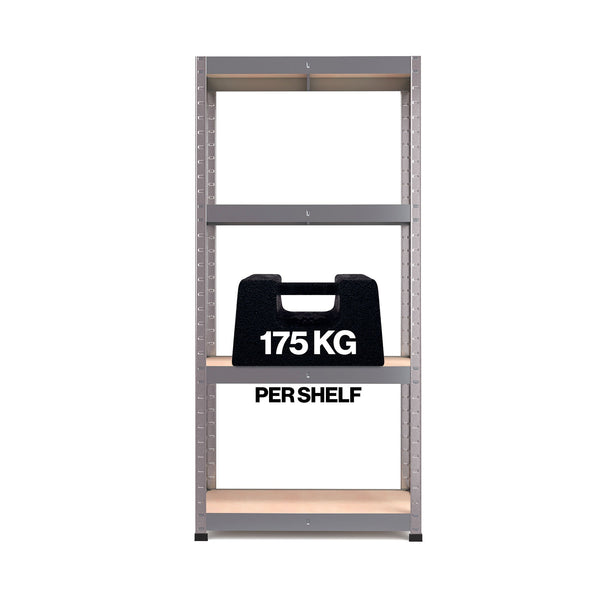 1600x750x350mm 175kg UDL 4x Tier Freestanding RB Boss Unit with Galvanised Steel Frame & MDF Shelves