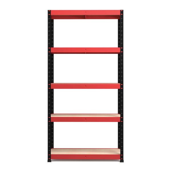 1800x900x400mm 250kg UDL 5x Tier Freestanding RB Boss Unit with Red & Black Powdercoated Steel Frame & MDF Shelves