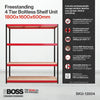 1800x1600x600mm 300kg UDL 4x Tier Freestanding RB Boss Unit with Red & Black Powdercoated Steel Frame & MDF Shelves