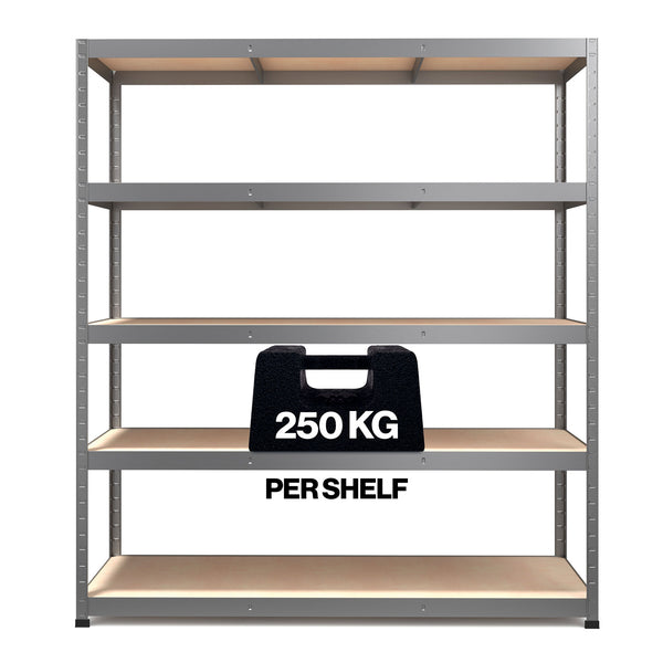 1800x1600x600mm 250kg UDL 5x Tier Freestanding RB Boss Unit with Galvanised Steel Frame & MDF Shelves