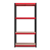 1800x900x300mm 500kg UDL 4x Tier Freestanding RB Boss Unit with Red & Black Powdercoated Steel Frame & MDF Shelves