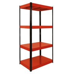 1800x900x300mm 400kg UDL 4x Tier Freestanding RB Boss Unit with Red & Black Powdercoated Steel Frame & Steel Shelves