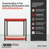 900x900x600mm 800kg UDL 2x Tier Freestanding RB Boss Workstation Unit with Red & Black Powdercoated Steel Frame & Chipboard Shelves