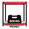 900x900x600mm 800kg UDL 2x Tier Freestanding RB Boss Workstation Unit with Red & Black Powdercoated Steel Frame & Chipboard Shelves