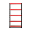 1800x900x400mm 250kg UDL 5x Tier Freestanding FastLok RB Boss Garage Shelving Unit with Red & Black Powdercoated Steel Frame & MDF Shelves