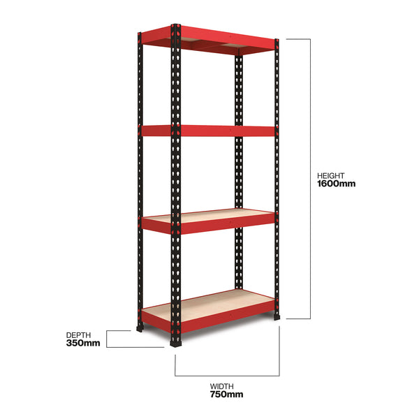 Powder Coated Garage Shelving Unit with 4 MDF Shelves