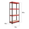 Pack of 2 1600x750x350mm 175kg UDL 4x Tier Freestanding FastLok RB Boss Unit with Red & Black Powdercoated Steel Frame & MDF Shelves