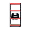 Pack of 2 1600x750x350mm 175kg UDL 4x Tier Freestanding FastLok RB Boss Unit with Red & Black Powdercoated Steel Frame & MDF Shelves