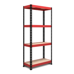 1600x750x350mm 175kg UDL 4x Tier Freestanding FastLok RB Boss Unit with Red & Black Powdercoated Steel Frame & MDF Shelves
