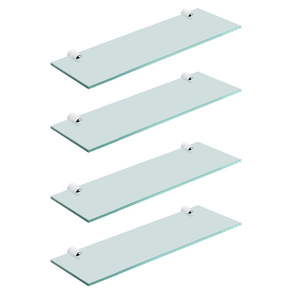 Pack of 4 Straight Tempered Glass Shelves & Brackets - 400x150x6mm