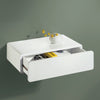 Gloss White Floating Shelf with Drawer Storage