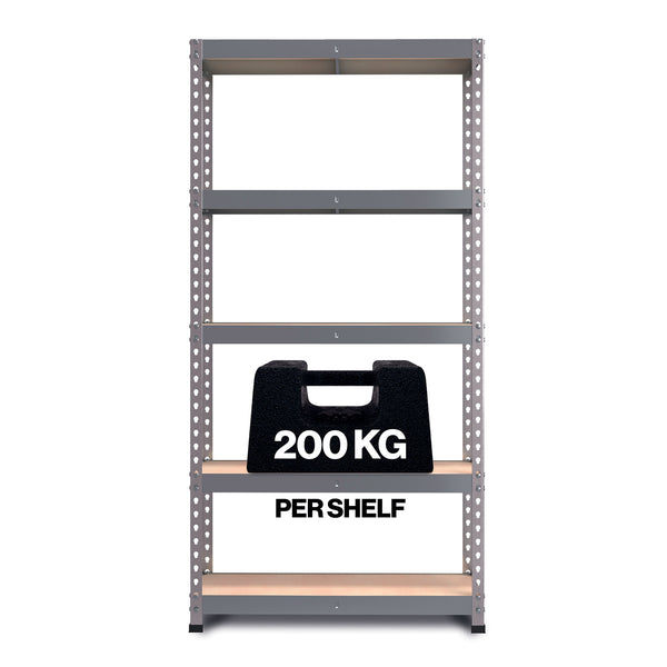 1800x900x450mm 200kg UDL 5x Tier Freestanding FastLok RB Boss Unit with Galvanised Steel Frame & MDF Shelves