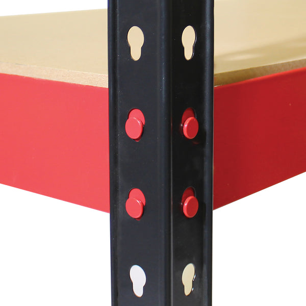 Pack of 2 1800x900x450mm 200kg UDL 5x Tier Freestanding FastLok RB Boss Unit with Red & Black Powdercoated Steel Frame & MDF Shelves