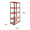 Pack of 2 1800x900x450mm 200kg UDL 5x Tier Freestanding FastLok RB Boss Unit with Red & Black Powdercoated Steel Frame & MDF Shelves