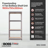 1600x750x350mm 175kg UDL 4x Tier Freestanding RB Boss Unit with Galvanised Steel Frame & MDF Shelves