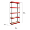 1800x900x300mm 250kg UDL 5x Tier Freestanding RB Boss Unit with Red & Black Powdercoated Steel Frame & MDF Shelves