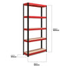 1800x900x400mm 250kg UDL 5x Tier Freestanding RB Boss Unit with Red & Black Powdercoated Steel Frame & MDF Shelves