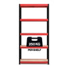 1800x900x400mm 250kg UDL 5x Tier Freestanding RB Boss Unit with Red & Black Powdercoated Steel Frame & MDF Shelves