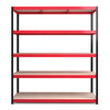 1800x1600x600mm 250kg UDL 5x Tier Freestanding RB Boss Unit with Red & Black Powdercoated Steel Frame & MDF Shelves