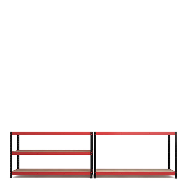 1800x1600x600mm 250kg UDL 5x Tier Freestanding RB Boss Unit with Red & Black Powdercoated Steel Frame & MDF Shelves