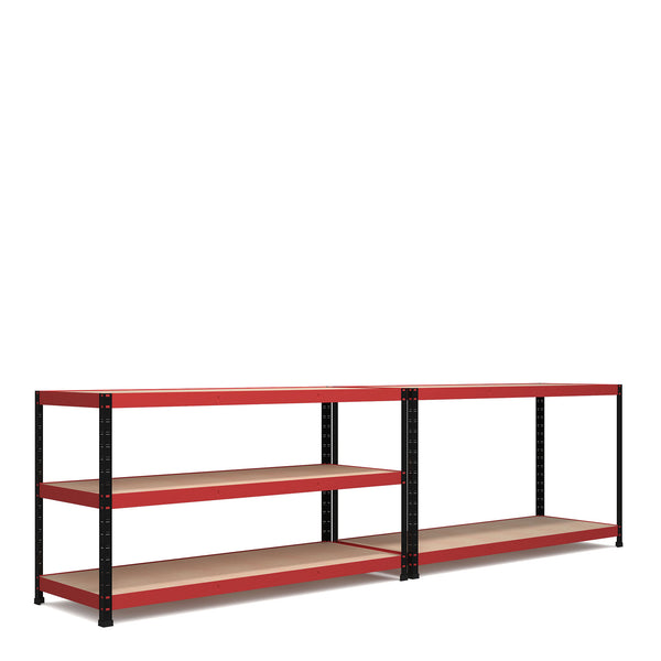 1800x1600x600mm 250kg UDL 5x Tier Freestanding RB Boss Unit with Red & Black Powdercoated Steel Frame & MDF Shelves