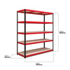 1800x1600x600mm 250kg UDL 5x Tier Freestanding RB Boss Unit with Red & Black Powdercoated Steel Frame & MDF Shelves