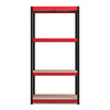 1800x900x400mm 300kg UDL 4x Tier Freestanding RB Boss Unit with Red & Black Powdercoated Steel Frame & MDF Shelves