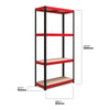 1800x900x400mm 300kg UDL 4x Tier Freestanding RB Boss Unit with Red & Black Powdercoated Steel Frame & MDF Shelves