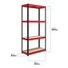 1800x900x400mm 300kg UDL 4x Tier Freestanding RB Boss Unit with Red & Black Powdercoated Steel Frame & MDF Shelves