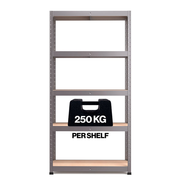 1800x900x300mm 250kg UDL 5x Tier Freestanding RB Boss Unit with Galvanised Steel Frame & MDF Shelves