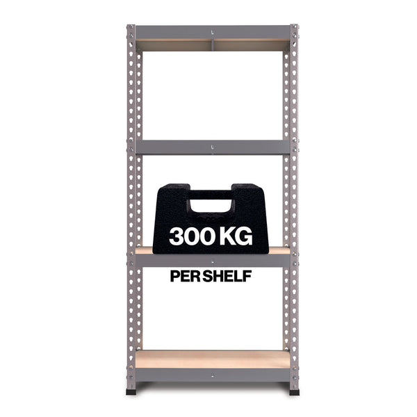 1800x900x400mm 300kg UDL 4x Tier Freestanding RB Boss FastLok Unit with Galvanised Steel Frame & MDF Shelves