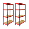 Pack of 2 1600x750x350mm 175kg UDL 4x Tier Freestanding FastLok RB Boss Unit with Red & Black Powdercoated Steel Frame & MDF Shelves