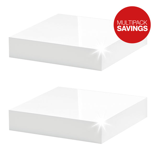 Pack of 2 Gloss White Floating Shelves
