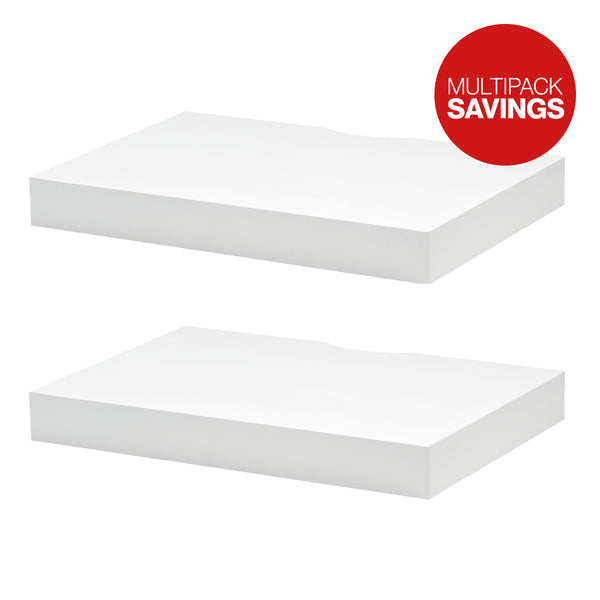 Pack of 2 White Floating Media Shelves (445x300x50mm)