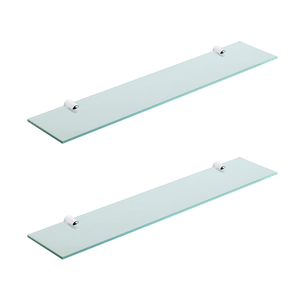 Pack of 2 Straight Tempered Glass Shelf & Brackets - 600x120x6mm