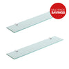 Pack of 2 Straight Tempered Glass Shelf & Brackets - 600x120x6mm