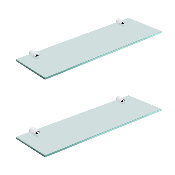 Pack of 2 Straight Tempered Glass Shelves & Brackets - 400x150x6mm